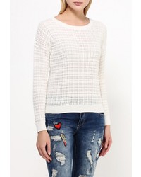 Женский белый свитер с круглым вырезом от Sweewe