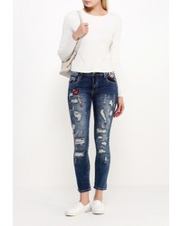 Женский белый свитер с круглым вырезом от Sweewe