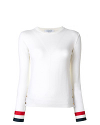 Женский белый свитер с круглым вырезом от Thom Browne