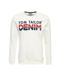 Мужской белый свитер с круглым вырезом от Tom Tailor Denim