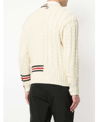 Мужской белый свитер с круглым вырезом от Thom Browne