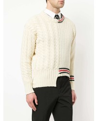Мужской белый свитер с круглым вырезом от Thom Browne