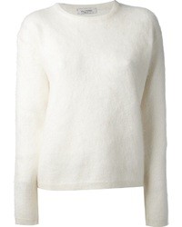 Женский белый свитер с круглым вырезом от Valentino