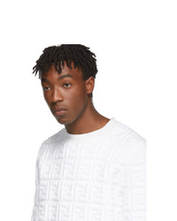 Мужской белый свитер с круглым вырезом от Fendi