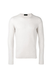 Мужской белый свитер с круглым вырезом от Zanone