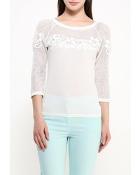 Женский белый свитер с круглым вырезом от Zarina