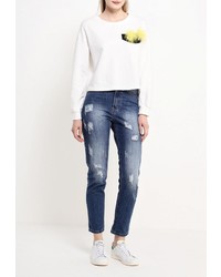 Женский белый свитер с круглым вырезом от Zeza