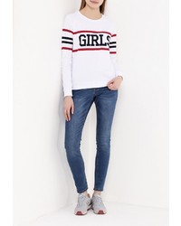 Женский белый свитер с круглым вырезом от Спартак