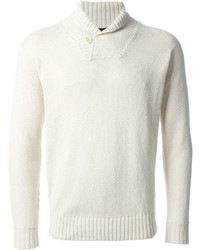 Белый свитер с отложным воротником от Loro Piana