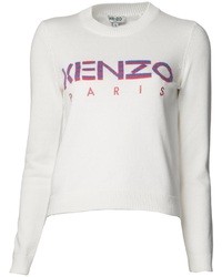 Женский белый свитер с принтом от Kenzo