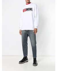Мужской белый свитшот с принтом от Diesel