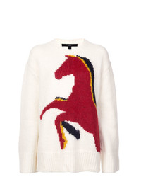 Белый свободный свитер с принтом от Derek Lam