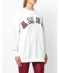 Белый свободный свитер с принтом от Amen