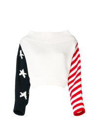 Белый свободный свитер с принтом от Monse
