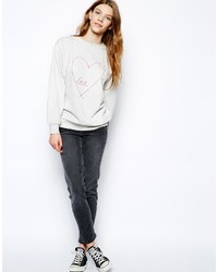 Белый свободный свитер с принтом от People Tree
