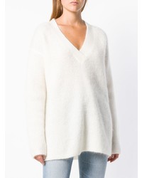 Белый свободный свитер от Ganni