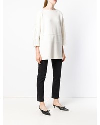 Белый свободный свитер от Dusan