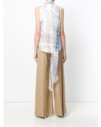 Белый топ без рукавов с принтом от Chloé