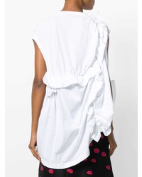 Белый топ без рукавов с рюшами от Marni