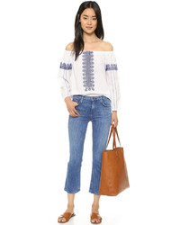 Белый топ с открытыми плечами от Madewell