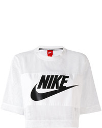 Белый укороченный топ в сеточку от Nike