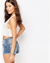 Белый укороченный топ крючком от Missguided