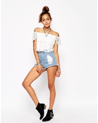 Белый укороченный топ крючком от Missguided