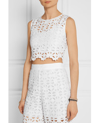 Белый укороченный топ крючком от Miguelina