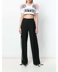 Белый укороченный топ с принтом от Marco Bologna