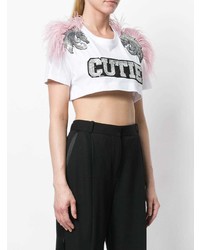 Белый укороченный топ с принтом от Marco Bologna