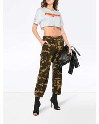 Белый укороченный топ с принтом от Heron Preston