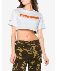 Белый укороченный топ с принтом от Heron Preston