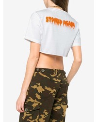 Белый укороченный топ с принтом от Heron Preston