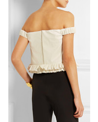 Белый укороченный топ с рюшами от Topshop