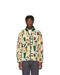 Белый флисовый бомбер с принтом