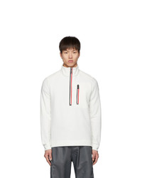 Мужской белый флисовый свитер с воротником на молнии от MONCLER GRENOBLE