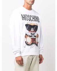 Мужской белый флисовый свитшот с принтом от Moschino