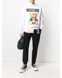 Мужской белый флисовый свитшот с принтом от Moschino