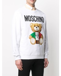 Мужской белый флисовый свитшот с принтом от Moschino