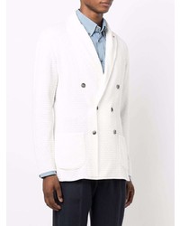 Мужской белый хлопковый двубортный пиджак от Lardini