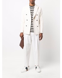 Мужской белый хлопковый двубортный пиджак от Tonello