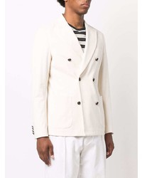 Мужской белый хлопковый двубортный пиджак от Tonello