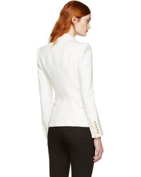 Женский белый хлопковый двубортный пиджак от Balmain