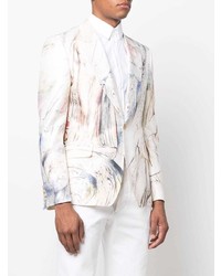 Мужской белый хлопковый пиджак с принтом от Alexander McQueen