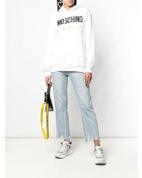 Женский белый худи с принтом от Moschino