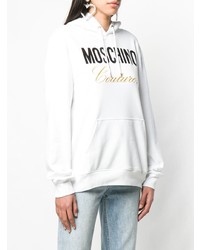 Женский белый худи с принтом от Moschino