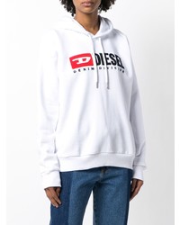 Женский белый худи с принтом от Diesel