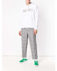 Мужской белый худи с принтом от Kenzo