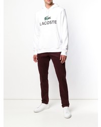 Мужской белый худи с принтом от Lacoste