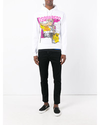Мужской белый худи с принтом от DSQUARED2